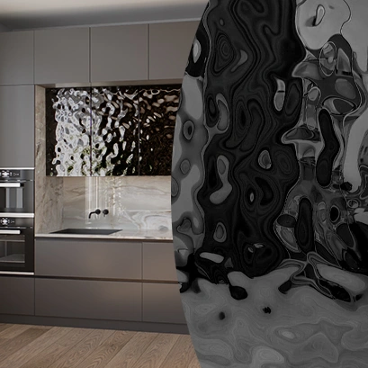 Мебельный фасад из нержавеющей стали "Водная рябь" черный