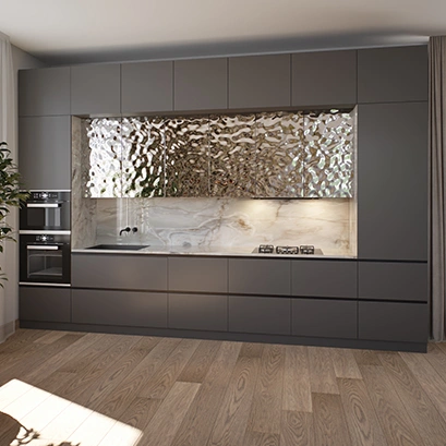 Кухня с фасадами из нержавеющей стали "Carolina"